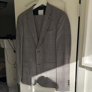 Sandro Men's Black and White Checkered Two-Piece Suit